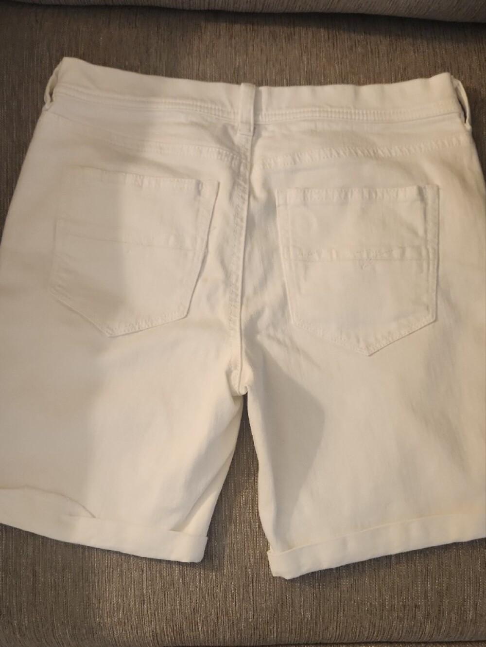 New York & Company White Denim Shorts with Cuffed Hem